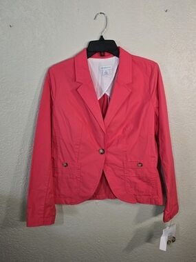 Lands' End Women's Hot Pink Cotton Blazer Jacket